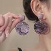 Resin Irregular Round Earrings Fashion Commuter Simple Earrings Light Luxury Retro Hong Kong Style Premium Earrings