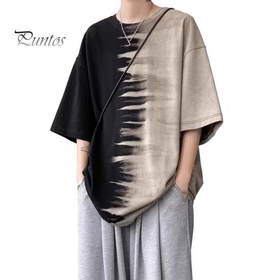 

Мужская футболка с принтом тай-дай, повседневная футболка с круглым вырезом, свободный крой, короткий рукав, летний топ для повседневных выходов на улицу M абрикосовый