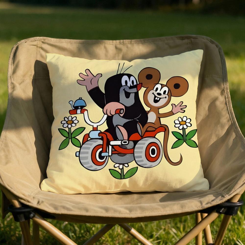 Character LLittle Mole Cushion Cover Soft Reversible Durable Pillow Cover MultiScene Use for Home Car Daily Comfort
