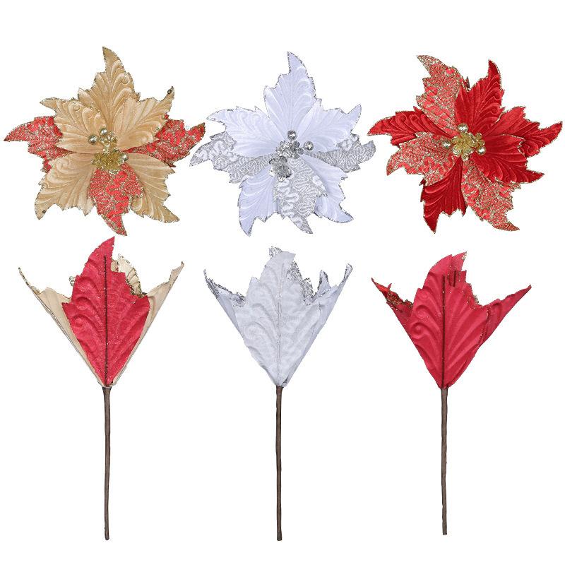 Three-Dimensional Christmas Flower Christmas Tree Decorative Pendant Three-Layer Gold Dust Decorative Flower