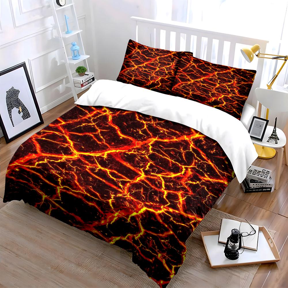 Fiery Lava Pattern Bedding Set Bedding Duvet Cover Set Duvet Cover Pillowcases Home Decor (1 * Duvet Cover 2 * Pillowcases, without duvet insert)