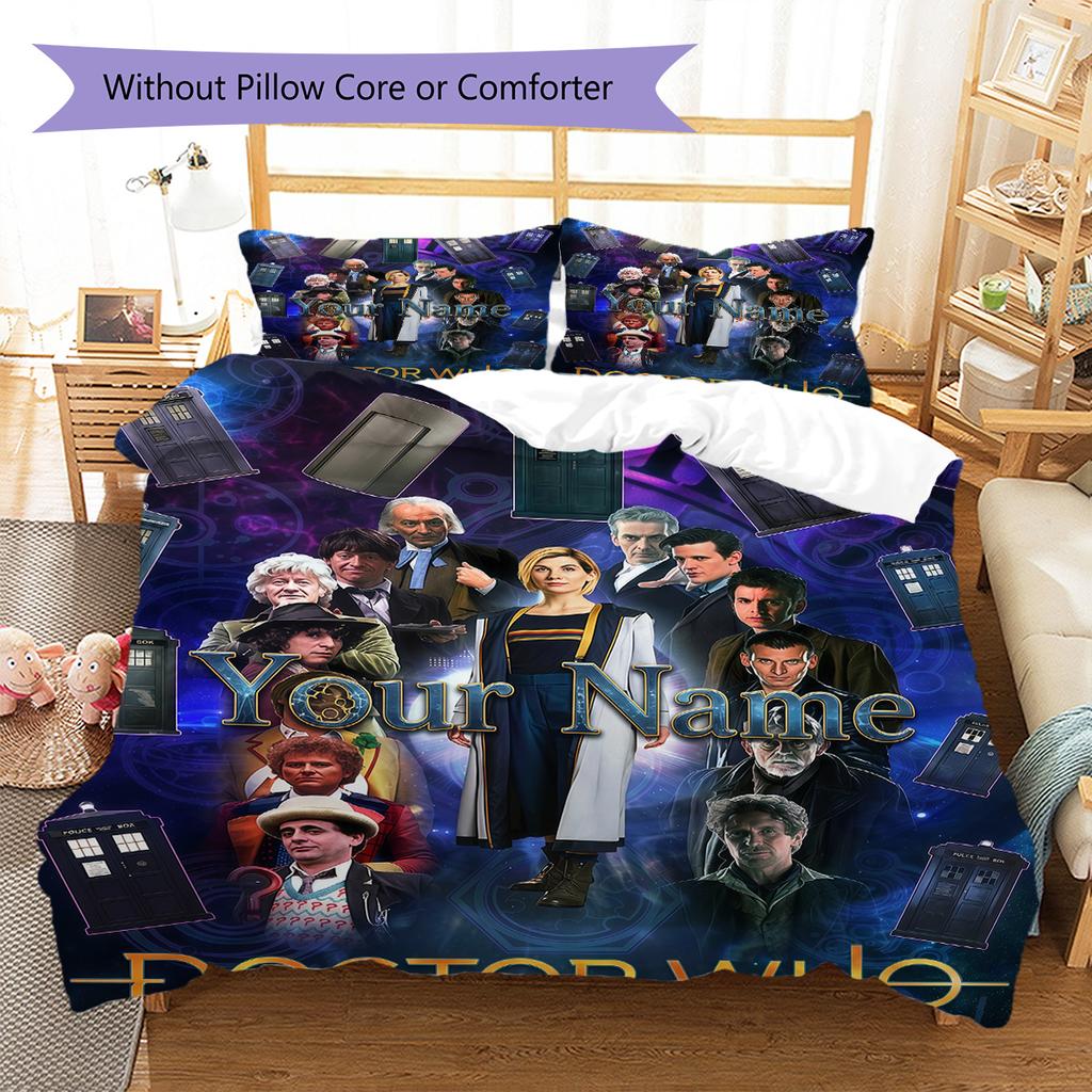 Custom Name Time Adventures Bedding,Quilt Set Quilt Cover Pillowcase Home Birthday Gift (1 * duvet cover + 2 * pillowcase, without core)