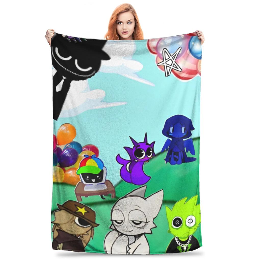Sprunki Incredibox Game Throw Blanket for Couch Soft Fuzzy Plush Blanket 50x60 Inch Multiple Sizes Bedspreads for All Seasons