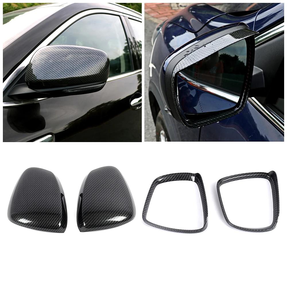 Pentru Renault Kadjar 2015-2019, oglindă retrovizoare exterioară laterală, capac de ploaie, garnitură pentru vizor de ploaie, crom, fibră de carbon, stil auto