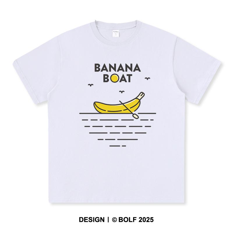 Women's Banana Boat Printed T-Shirt 100% Cotton Oversized Tropical Graphic Tees for Men Summer Tops Vacation Streetwear