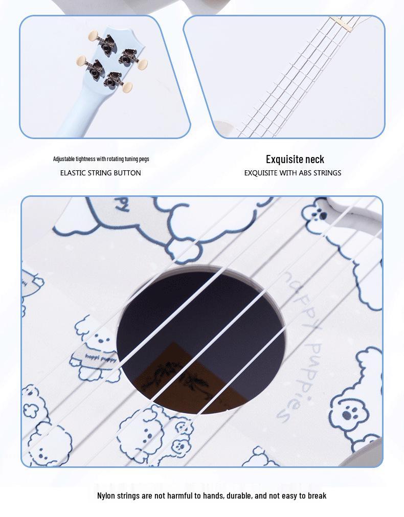 Charming Line Art Ukulele - Entry-Level Instrument for All Ages