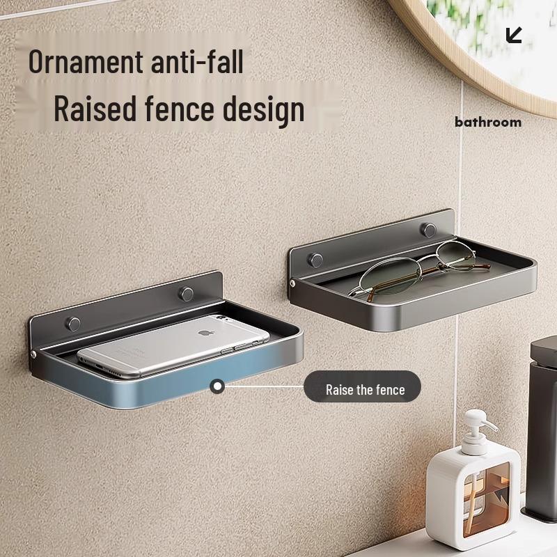 Foldable No-Drill Bathroom & Bedside Phone Holder Tray