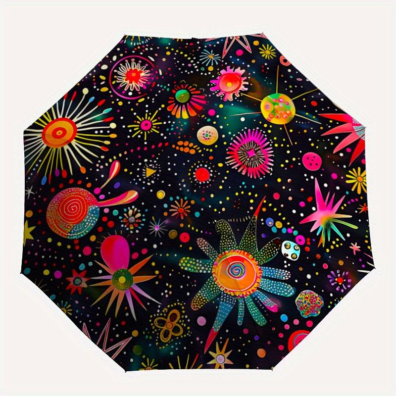 

1pc Cosmic Flowers Automatic Open/close Folding Umbrella, Compact Portable Travel Umbrella, Perfect Birthday/Christmas yy250806199