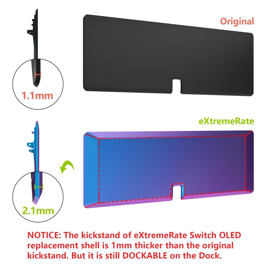 Ikke hoveddelens bakplate for eXtremeRate-bryter OLED-kompatibel bakplate PC-switch bakre bryter kompatibel med Switch OLED Joycon håndholdt