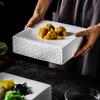 Creative Square Ceramic Dinner Dishes Steak Plates Household Relief Pattern Tableware Dessert Dish Hotel Restaurant Pasta Plates