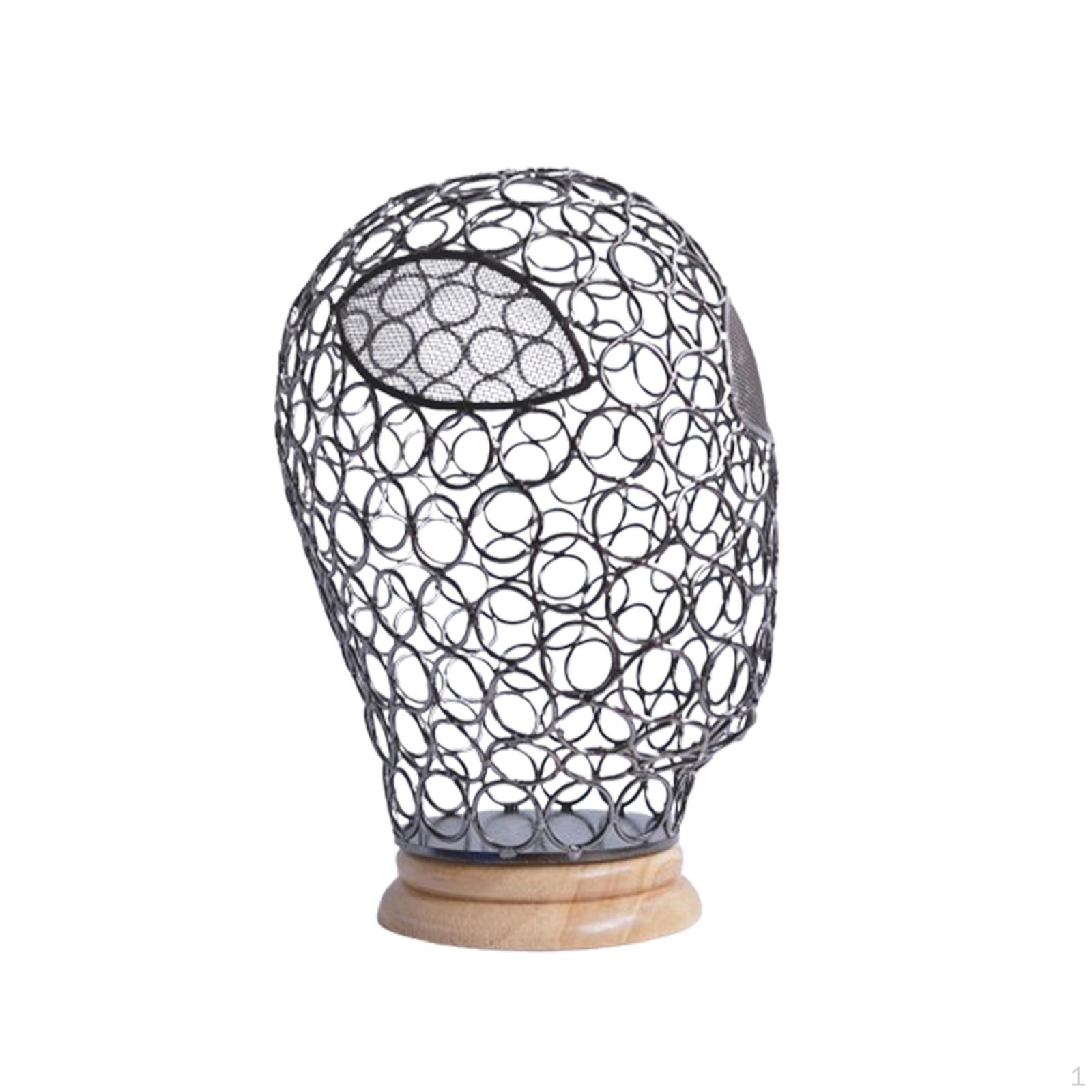 

55cm Hat Holder Mannequin Head with Wooden Base Multifunctional Hairpiece Stand Wig Display Model чорний