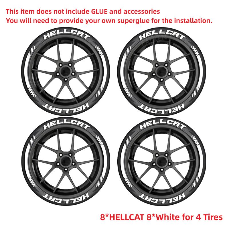 HELLCAT Tire Letter Stickers White Rubber
