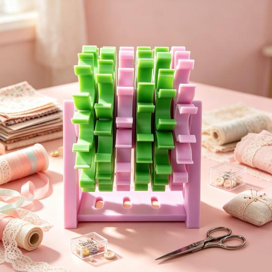 Thread Spool Display Stand Rotating Sewing Organizer, 60 Spools Capacity 360 Degree Swivel Supplies Storage Rack, Embroidery Holder for Room