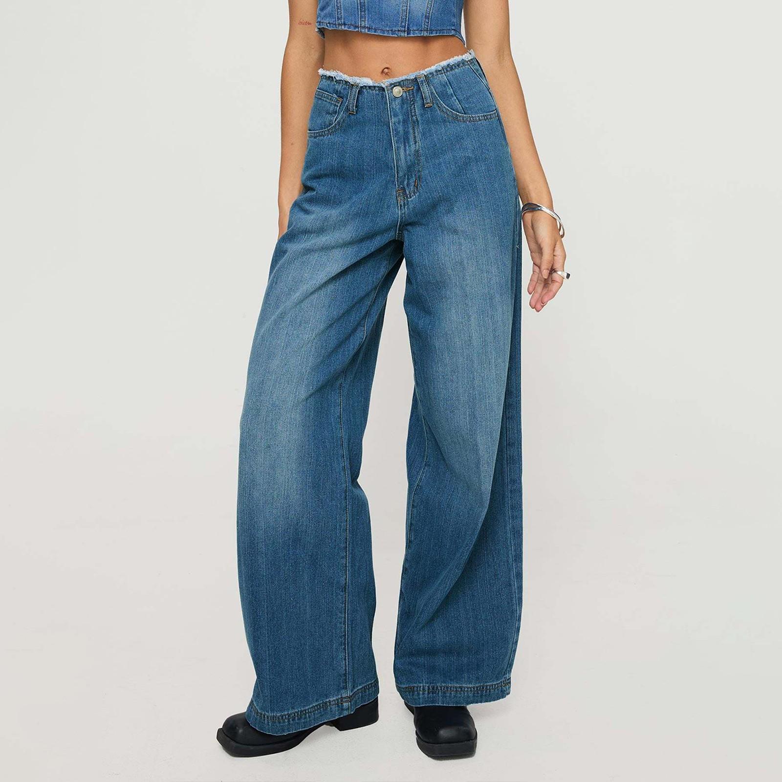 

Женские джинсовые классические универсальные модные брюки с высокой талией XL