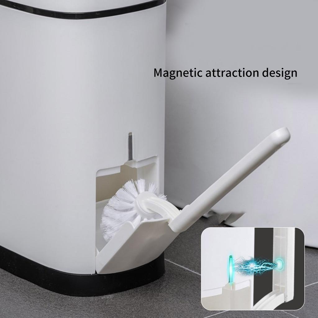 14L Kosz na śmieci do łazienki Pojemnik na odpady Kosz z pokrywą typu press-top i uchwytem na szczotkę toaletową Oszczędzający miejsce design do małych przestrzeni