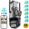 Neue EU Outdoor Wifi PTZ Kamera 4K 8MP HD Dual-Lens Dual Screen Kamera AI Auto Tracking Video überwachung Polizei Licht Alarm iCSee