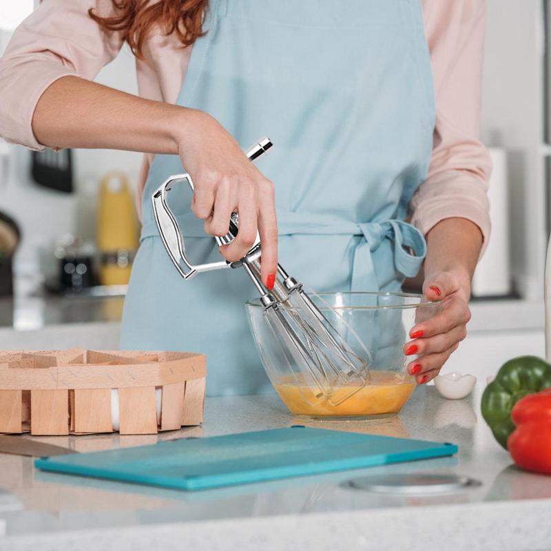 Manual Egg Blender Manual Hand Crank Egg Beaters Blender Stainless Steel Cake Baking Tool For Making Snacks Cakes Bread And