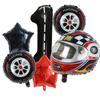 Tire Helmet Balloon 18 Inch Black And White Plaid Round Aluminum Film Balloon Racing Theme Party Decorative Balloon