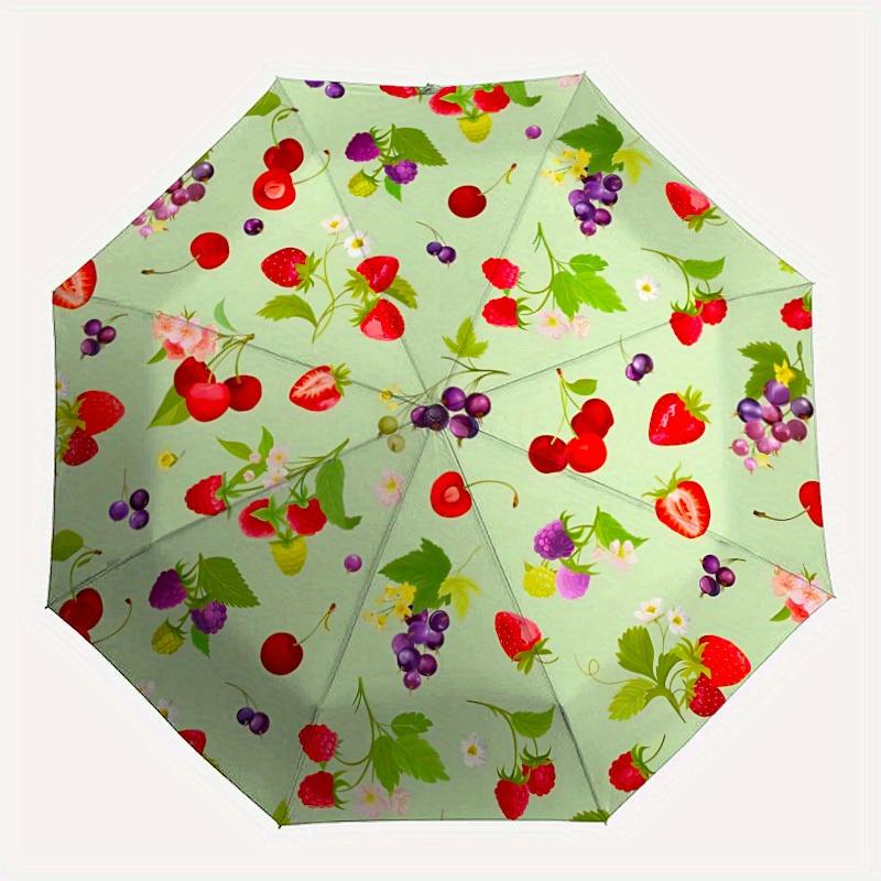 

1pc Berry Pattern Automatic Opening/closing umbrella, Reinforced 8-Rib Construction, Compact Travel Umbrella yy250808129
