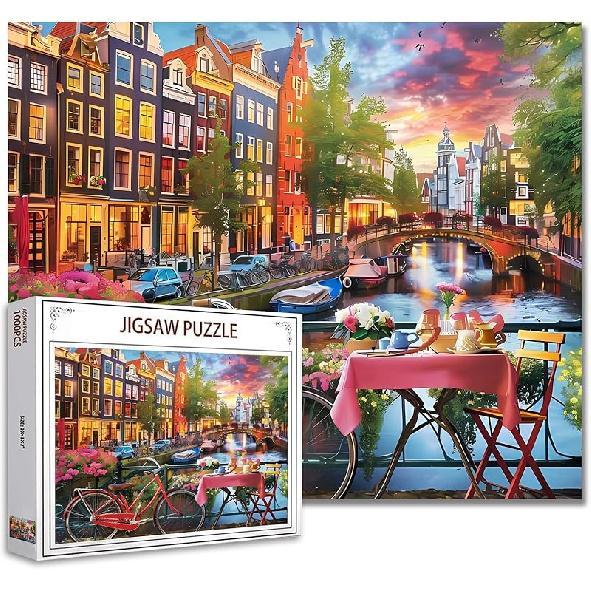 Tucocoo Jigsaw Puzzles 1000 Pieces for Adults-Colorful Seaside Town Hardboard Puzzle-Challenging Puzzle Perfect for Game Nights-DIY Home Wall