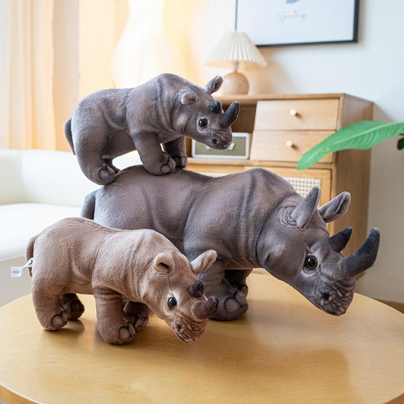 30-45cm Realistic Rhino Plush Toy Stuffed Animal Rhino Pillow  Soft Rhinoceros Kawaii Doll Perfect Birthday Gifts Kid Room Decor