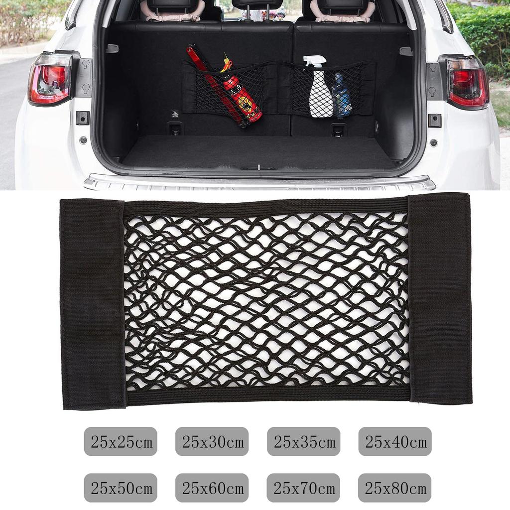 Car Seat Back Cargo Mesh Elastic String Net Magic Sticker Universal Storage Bag Pocket Cage Auto Organizer