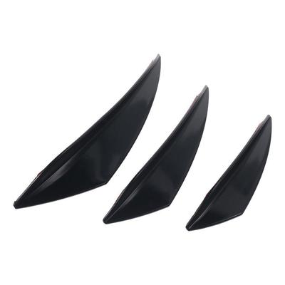 6ks Black Car Spoiler Canards Kit Soft Rubber (PVC) 135*105mm, 170*130mm, 205*150mm Sada spoilerů na vnější ploutve