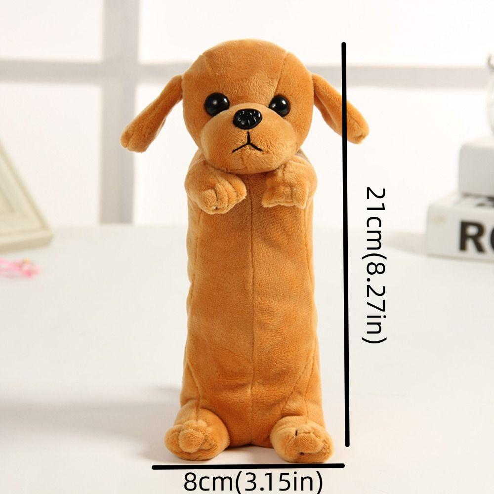 Cute Dogs Pencil Bag Soft Plush Stationery Storage Bag Creative Puppy Pencil Pouch Girl Boy