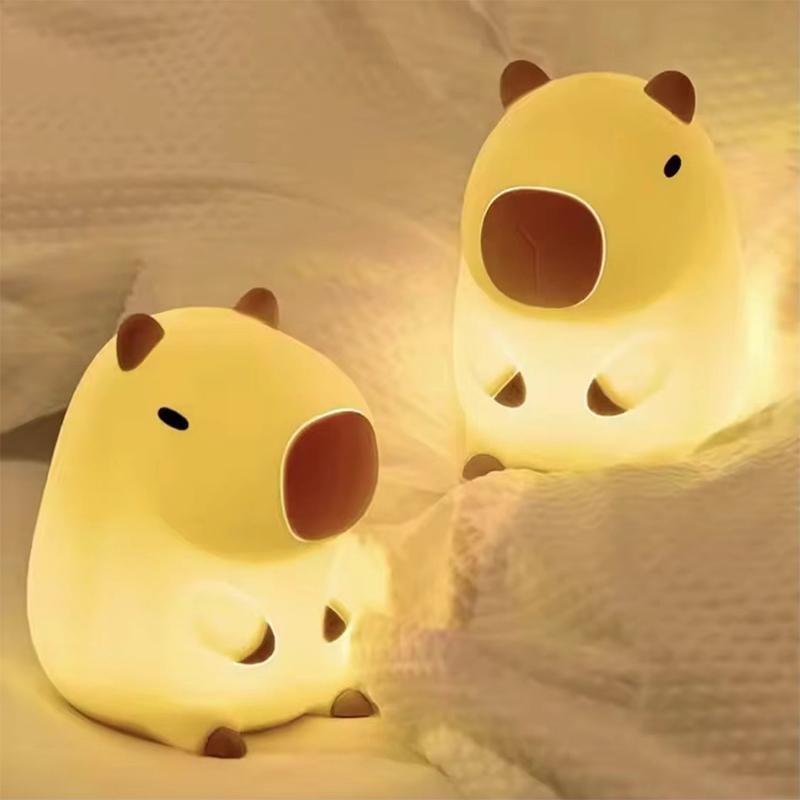 Cute Capybara Nightlight,LED Squishy Animal Night Lamp,Soft Silicone Novelty Nightlights,Kids Funny Lamps Gifts