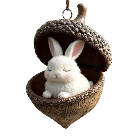 Forest Animal Acorn Hanging Ornaments Acrylic Christmas Tree Decor with Squirrel Rabbit Pony Designs 2D Flat Pendants for Holiday Gifting