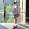 No price reduction #Painted fun printing slanted shoulder sunscreen blouse women's thin loose long-sleeved t-shirt top