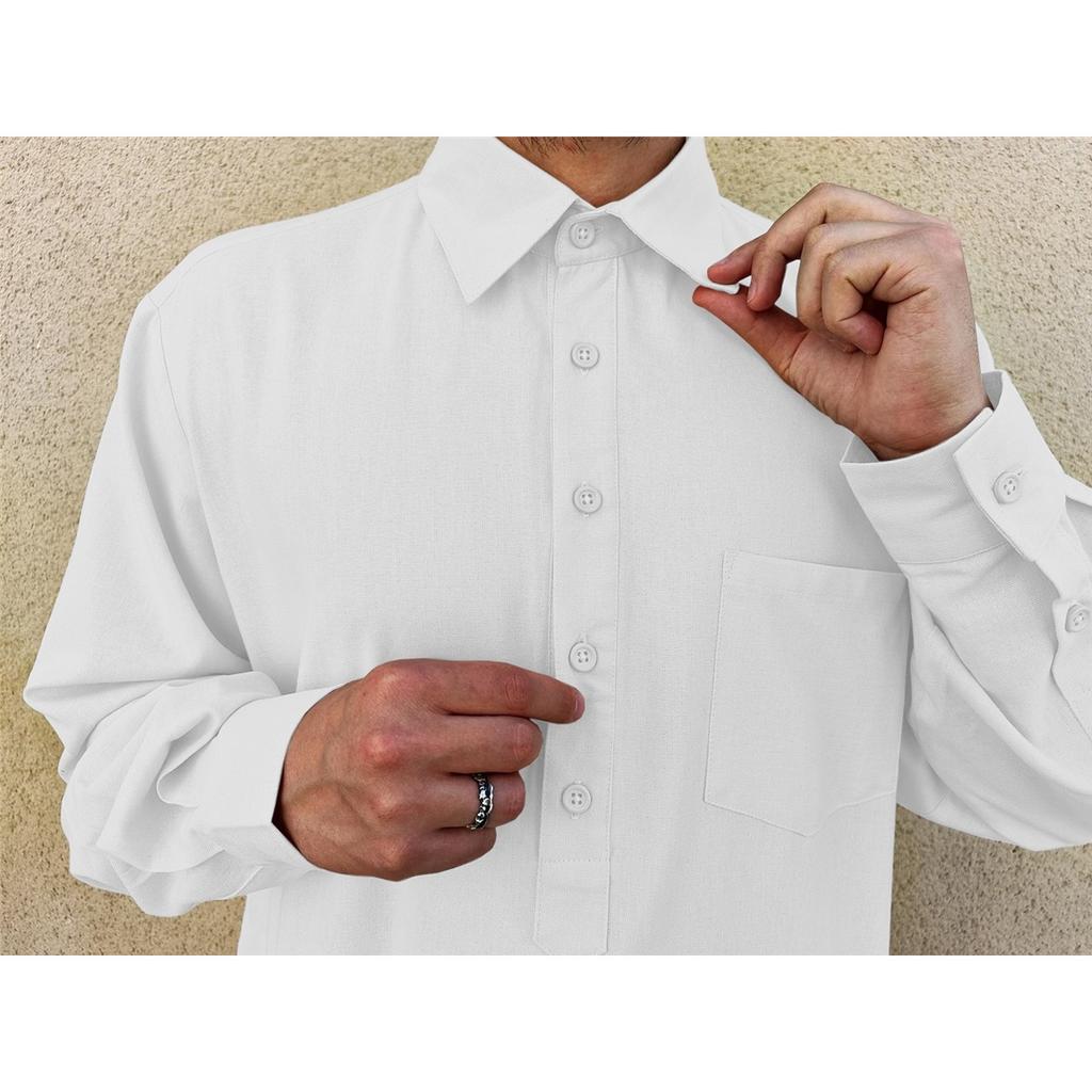 Herren einfarbig Langarm POLO-Kragen locker Leinen Muslimische Robe Kleidung Verkauf