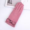 Wool Gloves Plush Warm In Autumn and Winter Wool Bow Points To Women's Touch Screen Gloves Warm In Winter