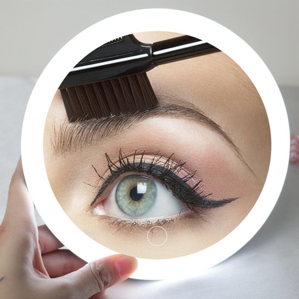 Makeup Mirror Portable LED Rechargeable 10CM 30X Magnifying Mirror With Tweezers Adjustable Brightness Magnifying Makeup Glass bianco