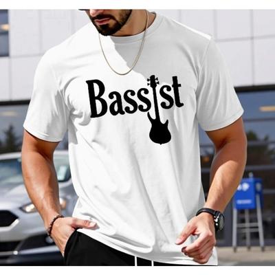 Men'S Trendy T-Shirt, Featuring a Popular Bassist Electric Bass Design from Europe And America, Stylish And Casual