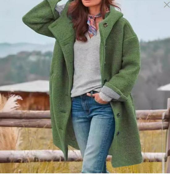 Trendy Women's Long Hooded Wool Coat - Casual Loose Fit, Perfect for Autumn and Winter