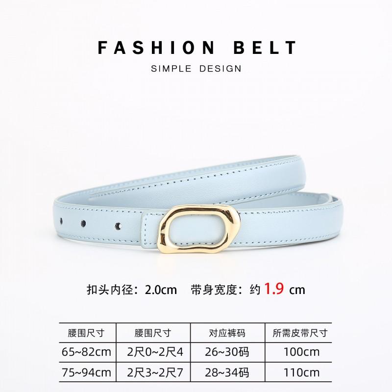 Womens Genuine Leather Thin Belt With Zinc Alloy Buckle Office Casual Pants Chic Waist Accessory