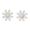 Korean star with the same stone-encrusted small daisy earrings for men and women with the same gold-plated silver needle flower stud earrings gift