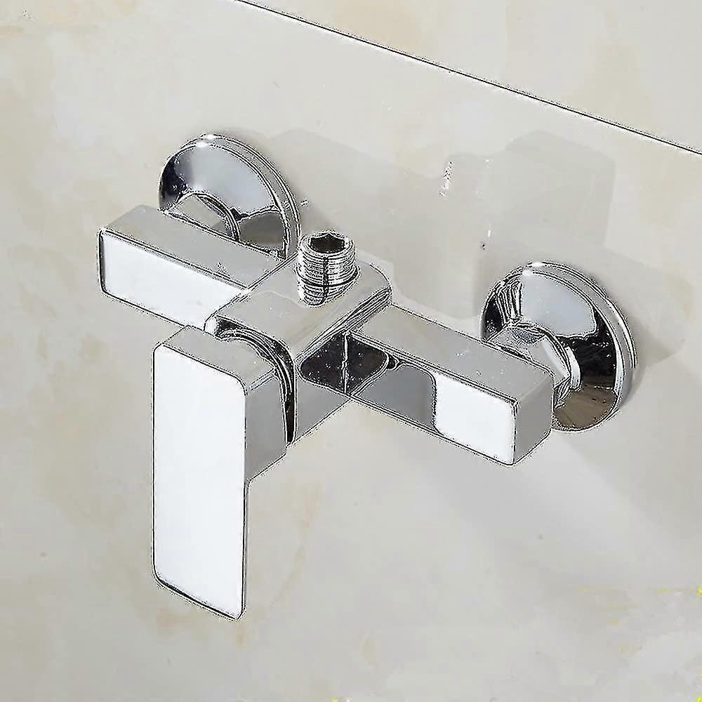 Modern Chrome Wall Mounted Shower Faucet With Shower Mixer For Cold And Hot Water