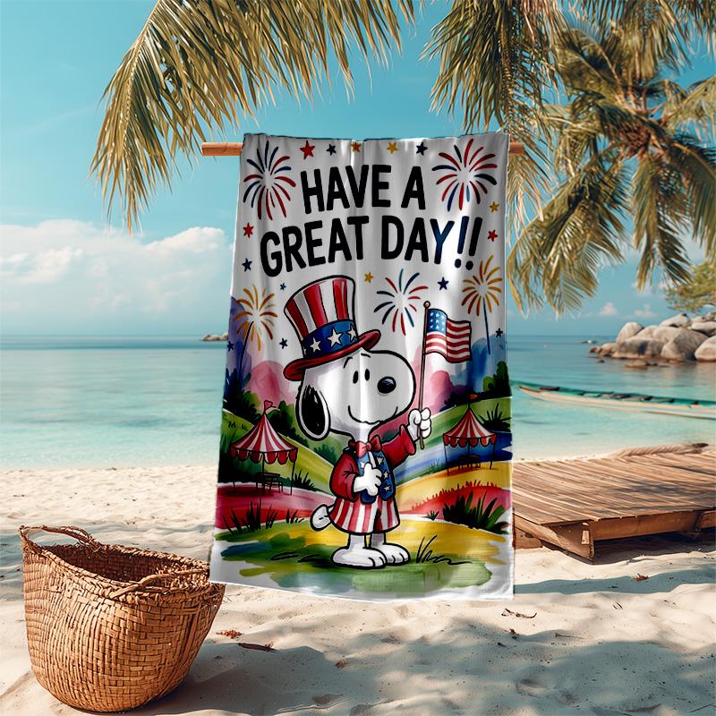 1pc Snoopy Celebrates Independence Day Cartoon Quick Dry Microfiber Bath Towel for Swimming Surfing Camping Unisex Holiday. SJT7201159
