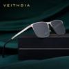 Lunettes de soleil de mode de marque VEITHDIA Acier inoxydable Lentille en nylon haute définition Polarisées UV400 Lunettes pour hommes Femmes, 8212