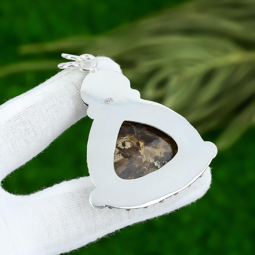 Bronzite Stone 925 Sterling Silver Mother Bezel Birthday Trendy Pendant Jewelry