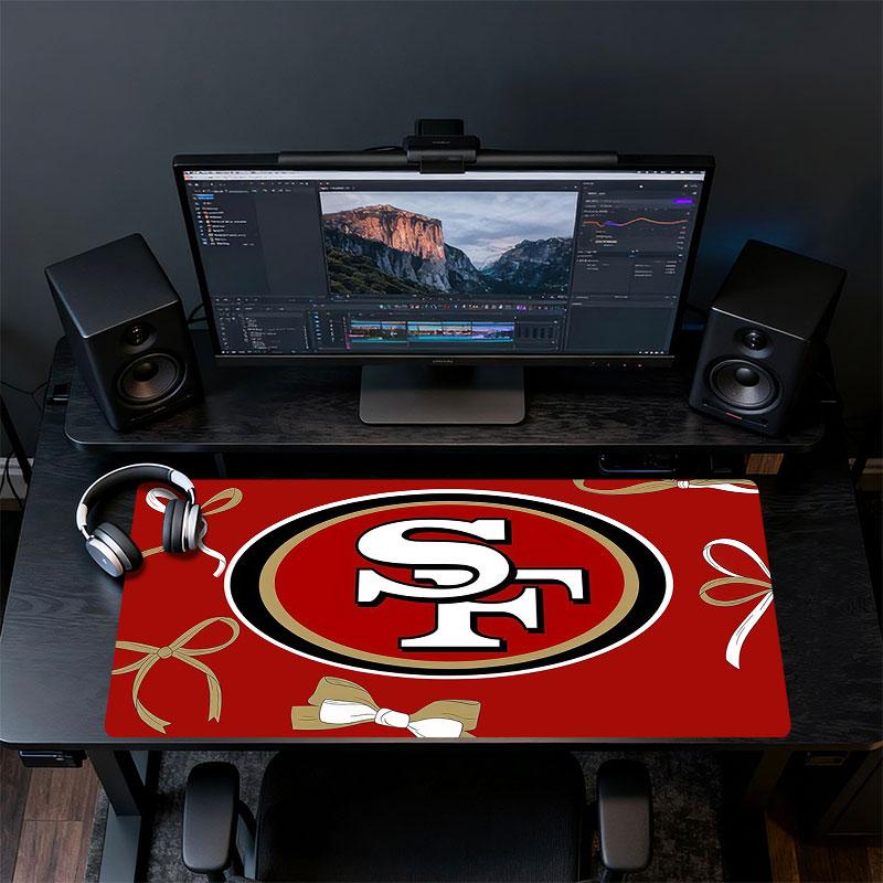SF 49ers Mouse Pad, Large Gaming Desk Mat, Non-slip XXL Mousepad for Laptop & Tablet, Mini PC Playmat with Stitched Edges