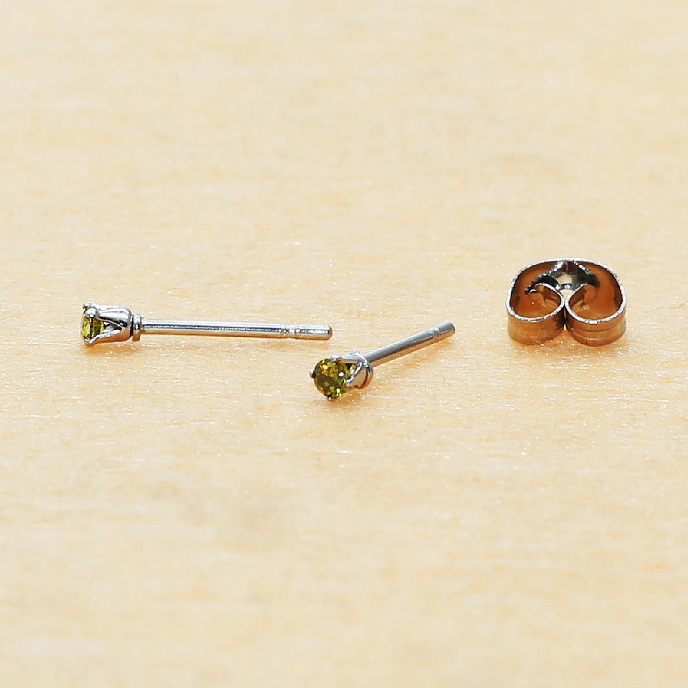 

New Super Mini 2mm Round 12 Colors AAA Zircons Stones With 316l Stainless Steel Earring No Fade Allergy Free Quality Jewelry steel 2MM оливковий колір