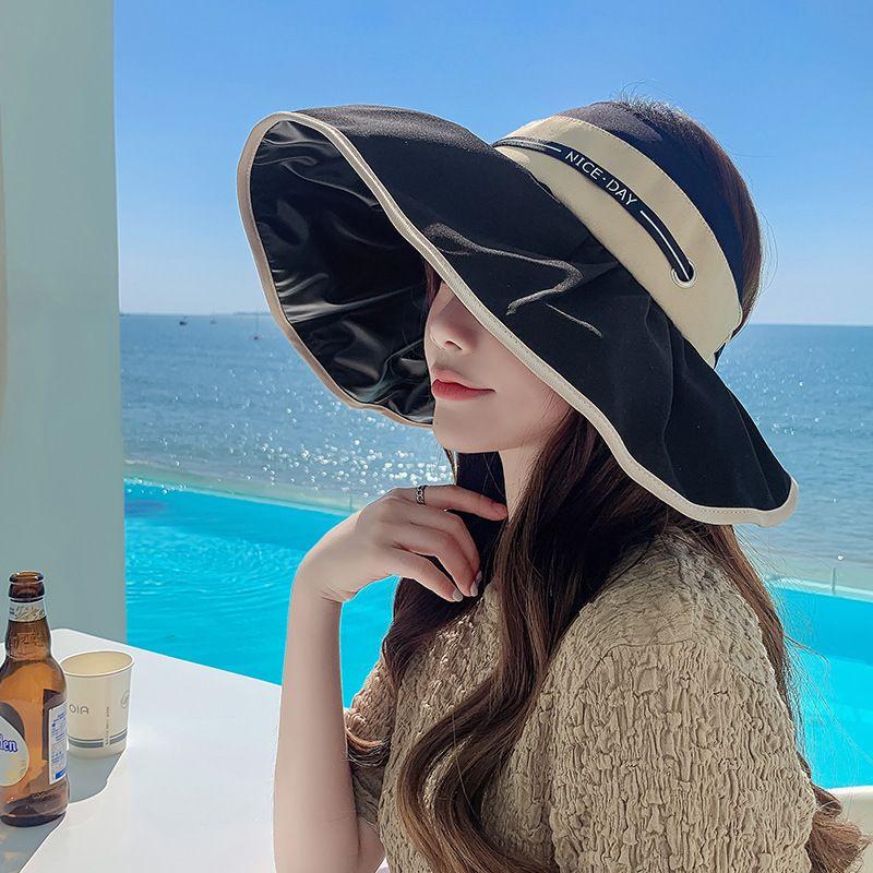 

Sun-Shade Fisherman Hat Female 2023 New Arrival Student Convenient Foldable UV Protection Vinyl Sun Hat Air-Permeable Beachwear C2003 wear rope ND empty Top Hat Black M(56-58cm)