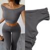 Women Y2K Solid Color Crop Top Long Pants Set Slim Sexy Casual Sportswear Summer