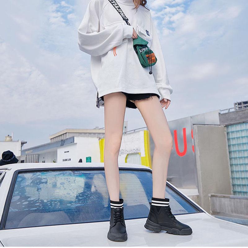 Černé boty Dámské boty Boty Univerzální Britský styl Kotníkové boty