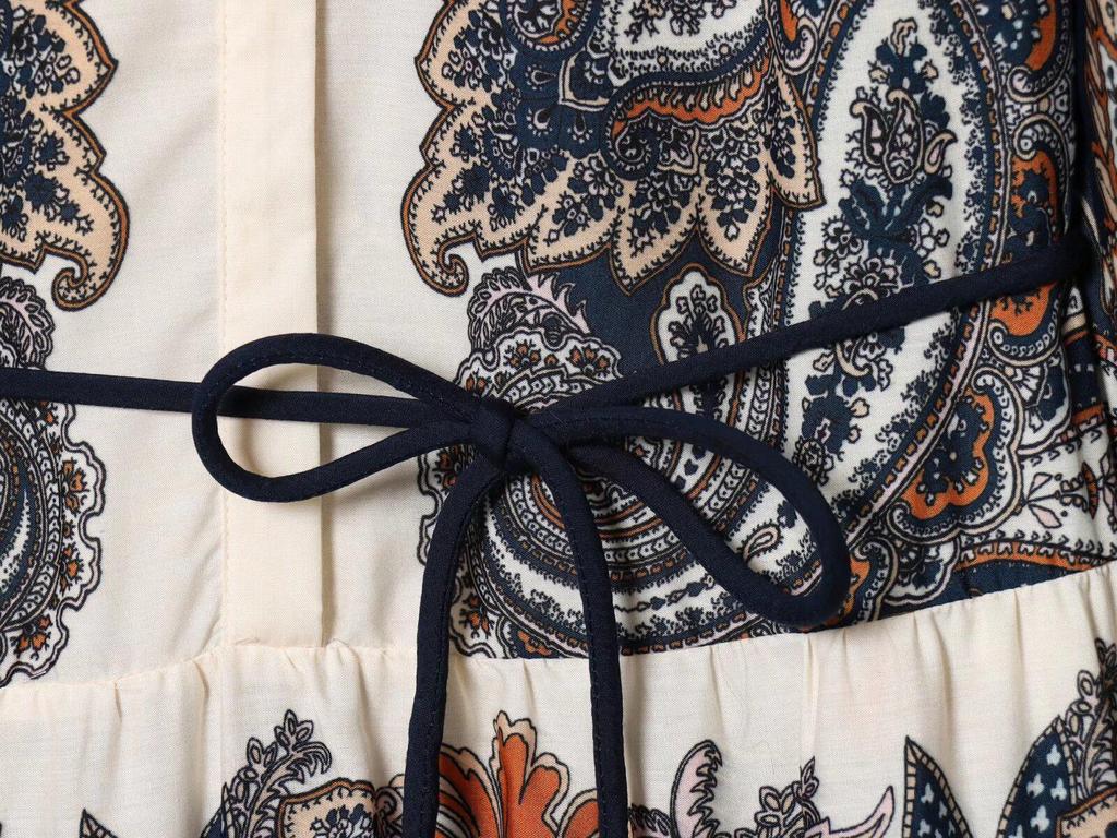 2026 Spring Women's Long-Sleeve Stand-Up Collar Layered Hem Dress 61546