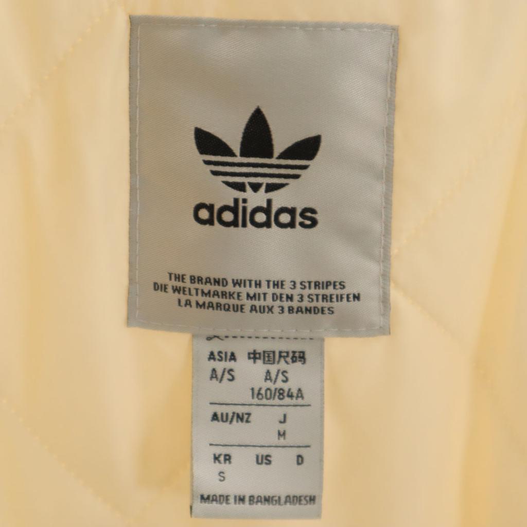 Adidas Trefoil Logo Blouson M Beige Quilted Back Women Used