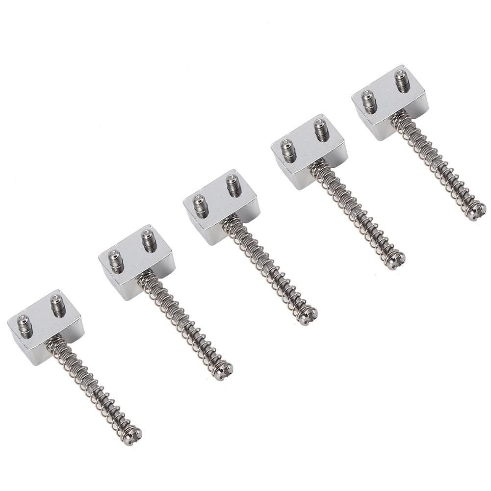 5Pcs Bass Bridge String Saddles for Bass Electric Guitar Replacement Part Spring ScrewsSilver